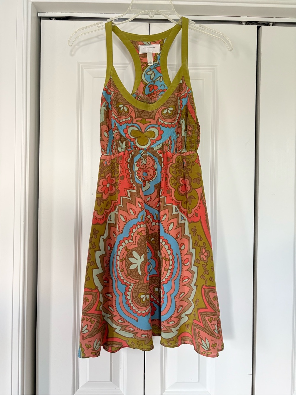 Moulinette Soeurs Olive, Coral & Blue Paisley Midi Dress